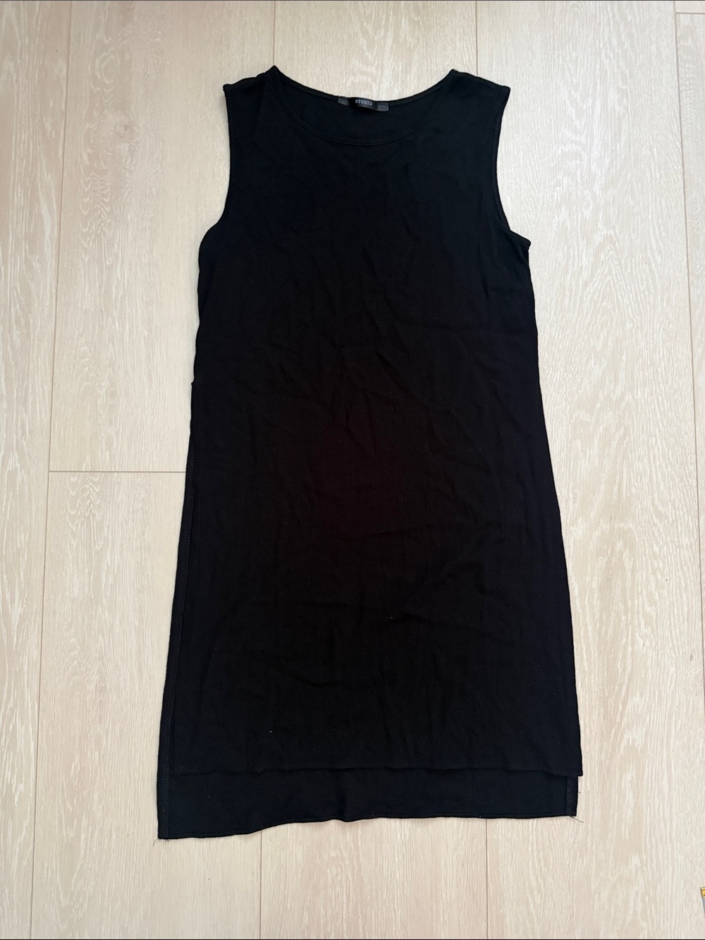 Studio Black Sleeveless Shift Slit Sides Dress